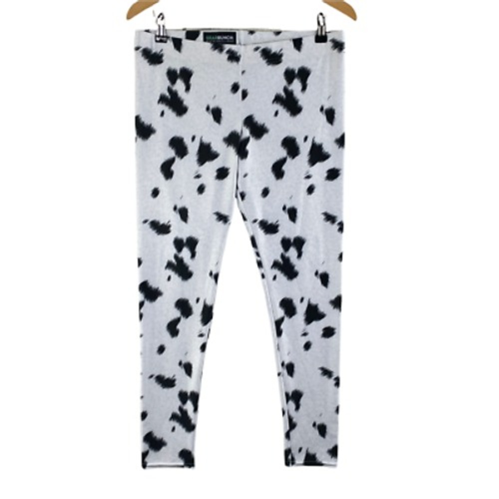 Gearbunch Leggings Womens XL White Black Spot Polyester Midrise Crop